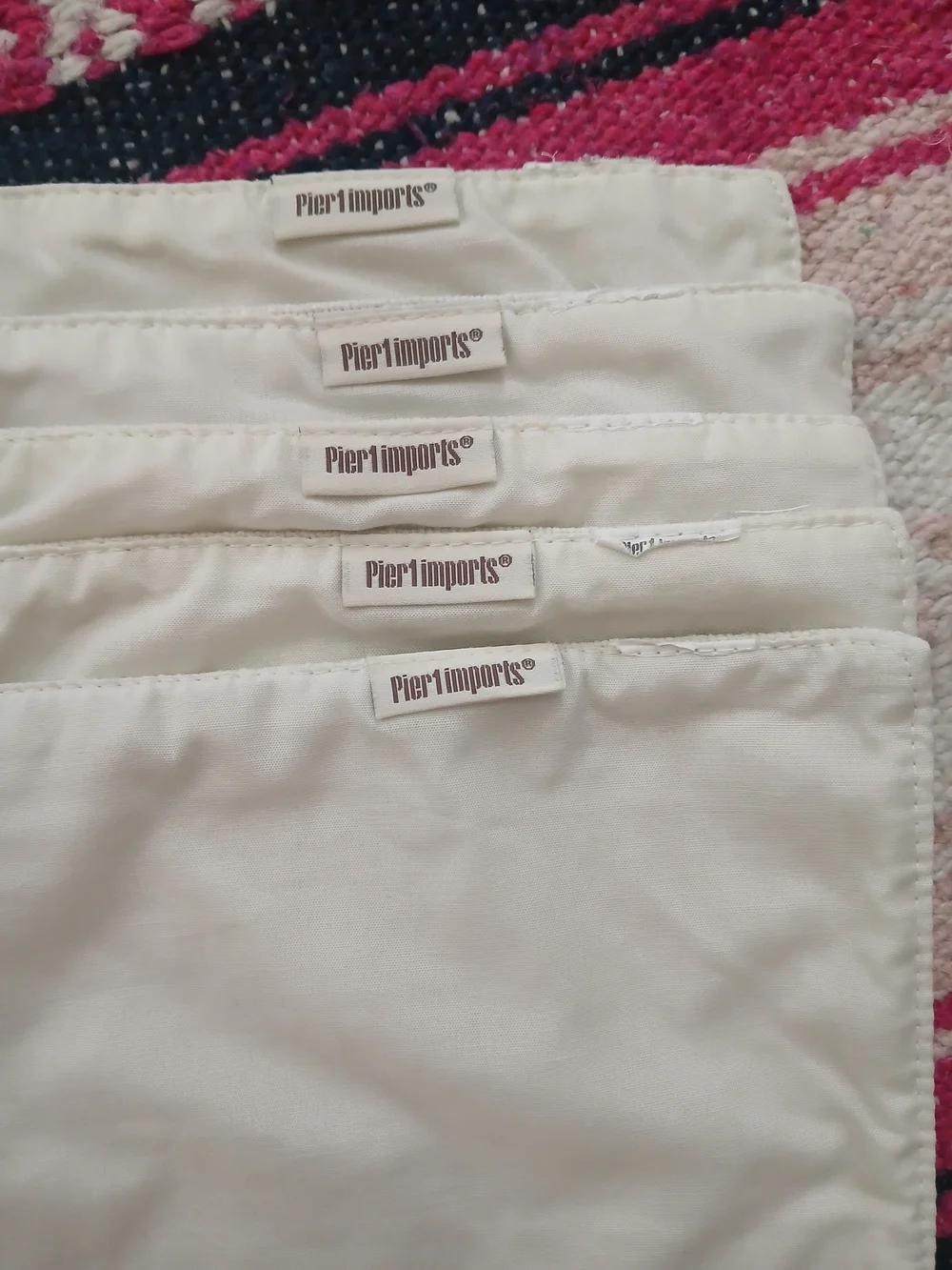 Pier 1 Imports Beige Khaki Cotton 19x13‎ Placemats Wooden Bohemian Set/5